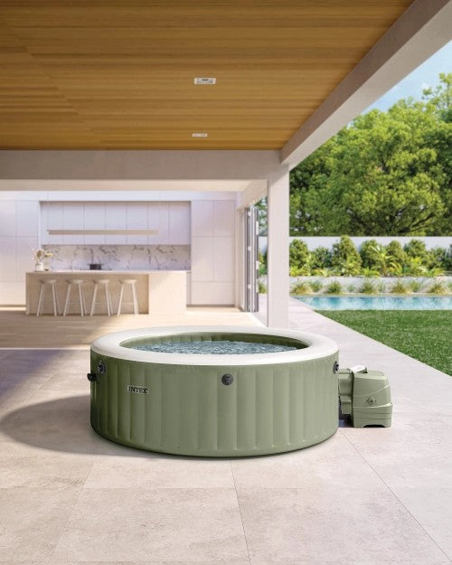 PureSpaOliveGreenRoundBubbleInflatableSpaSet-4-Person