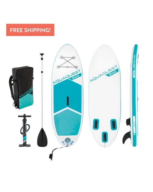 8'AquaQuest®240InflatablePaddleBoardPackage