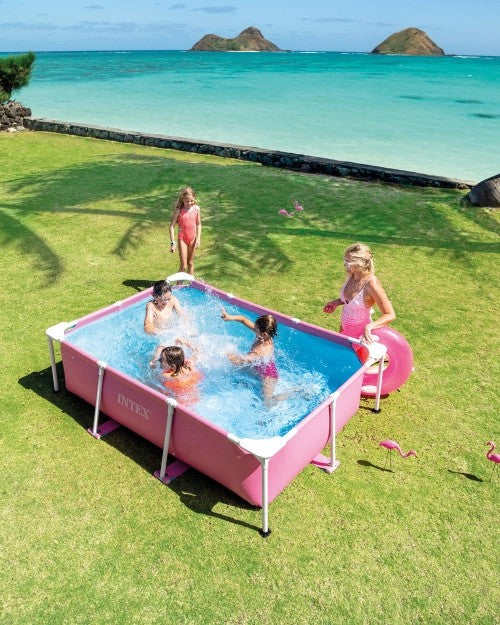 PinkRectangularFrameAboveGroundPool-2.2Mx1.5Mx0.6M