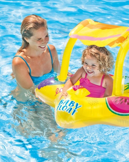 YellowKiddieInflatablePoolFloatwithSunshade